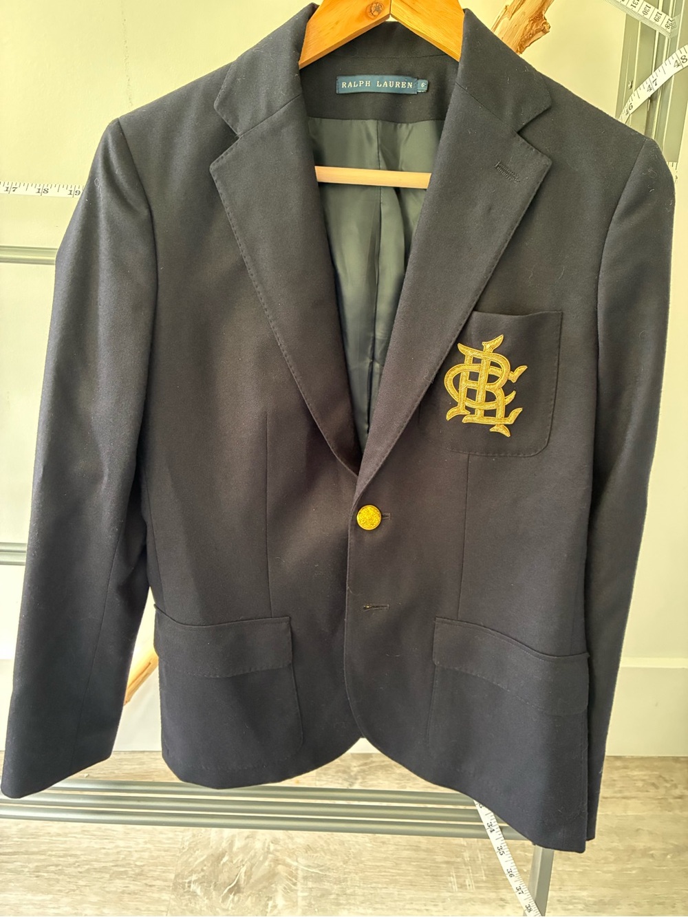 Polo by Ralph Lauren Navy Blazer with Gold Crest Patch